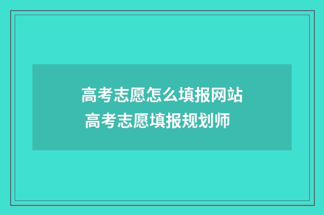 高考志愿怎么填报网站 高考志愿填报规划师