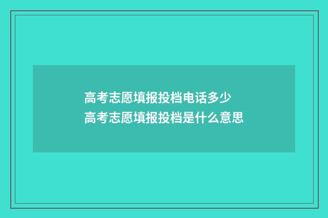 高考志愿填报投档电话多少 高考志愿填报投档是什么意思