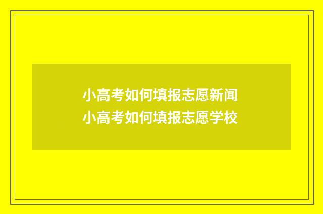小高考如何填报志愿新闻 小高考如何填报志愿学校