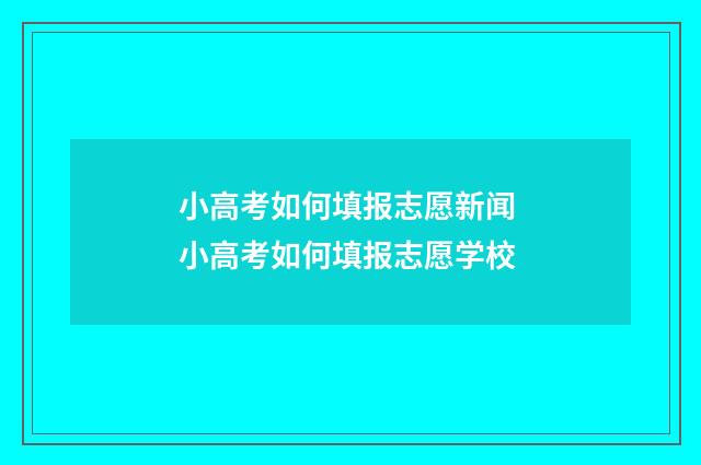 小高考如何填报志愿新闻 小高考如何填报志愿学校