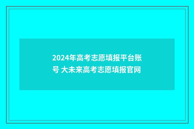 2024年高考志愿填报平台账号 大未来高考志愿填报官网