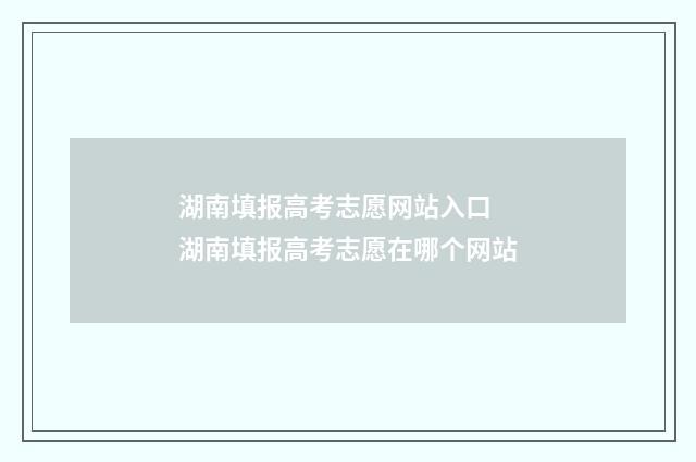 湖南填报高考志愿网站入口 湖南填报高考志愿在哪个网站