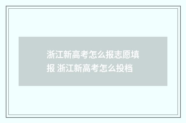 浙江新高考怎么报志愿填报 浙江新高考怎么投档