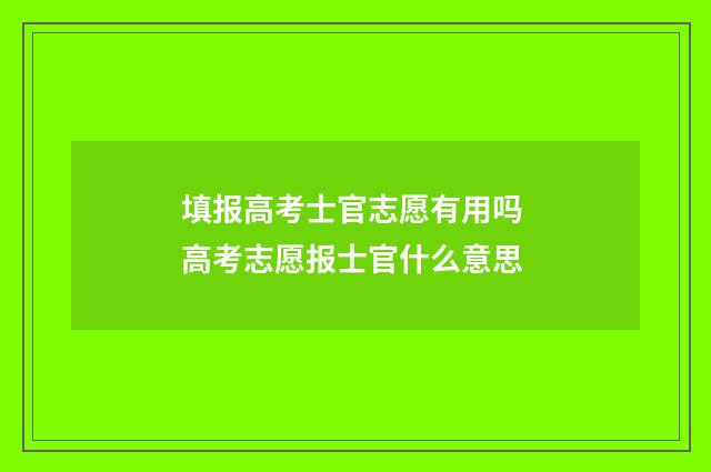 填报高考士官志愿有用吗 高考志愿报士官什么意思