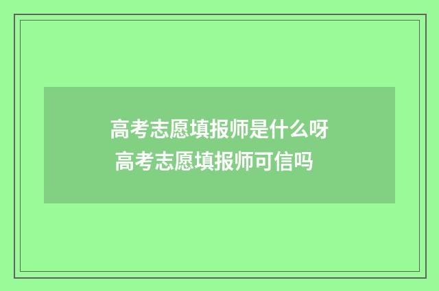 高考志愿填报师是什么呀 高考志愿填报师可信吗