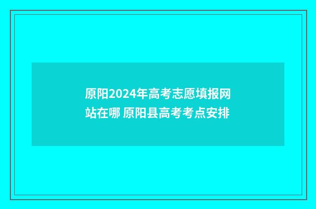 原阳2024年高考志愿填报网站在哪 原阳县高考考点安排