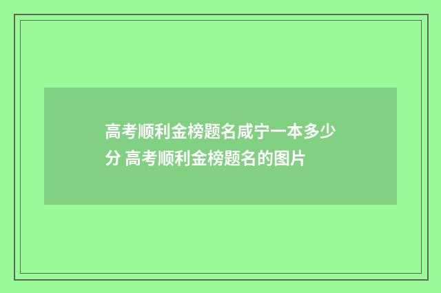 高考顺利金榜题名咸宁一本多少分 高考顺利金榜题名的图片