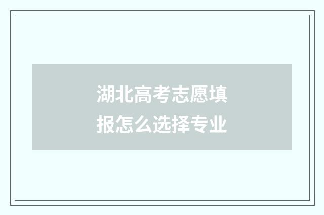 湖北高考志愿填报怎么选择专业