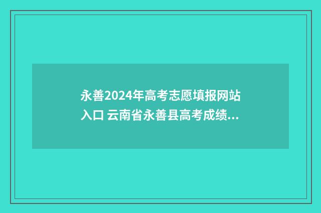 永善2024年高考志愿填报网站入口 云南省永善县高考成绩查询