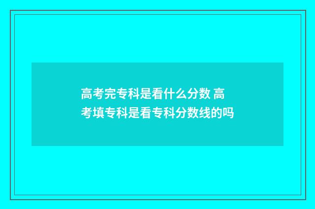 高考完专科是看什么分数 高考填专科是看专科分数线的吗