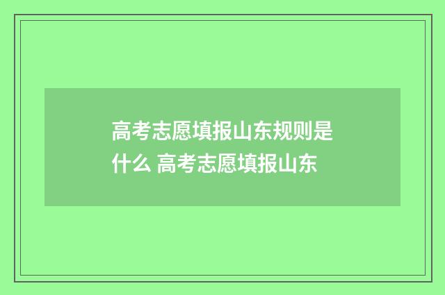高考志愿填报山东规则是什么 高考志愿填报山东