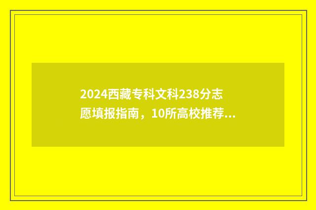 2024西藏专科文科238分志愿填报指南，10所高校推荐 西藏专科录取结果查询时间