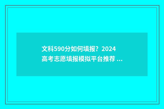 文科590分如何填报？2024高考志愿填报模拟平台推荐 文科590分能上211吗