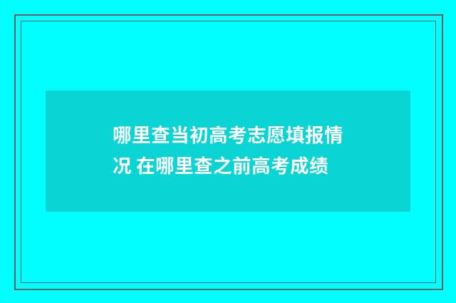 哪里查当初高考志愿填报情况 在哪里查之前高考成绩
