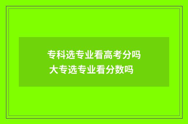 专科选专业看高考分吗 大专选专业看分数吗
