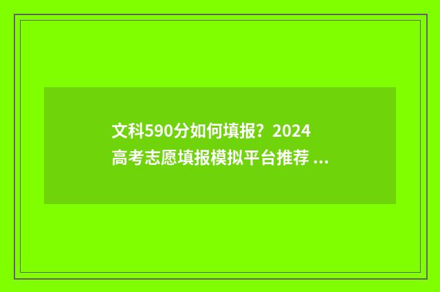 文科590分如何填报？2024高考志愿填报模拟平台推荐 文科590分能上211吗