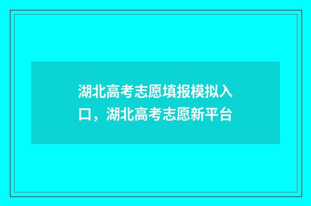 湖北高考志愿填报模拟入口，湖北高考志愿新平台