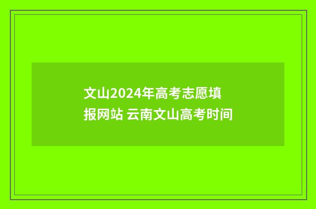 文山2024年高考志愿填报网站 云南文山高考时间