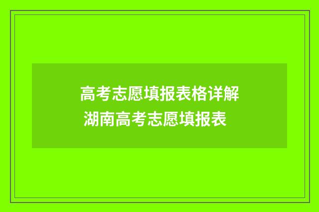 高考志愿填报表格详解 湖南高考志愿填报表