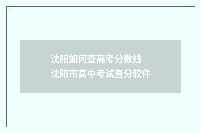 沈阳如何查高考分数线 沈阳市高中考试查分软件
