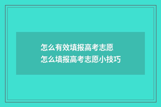 怎么有效填报高考志愿 怎么填报高考志愿小技巧