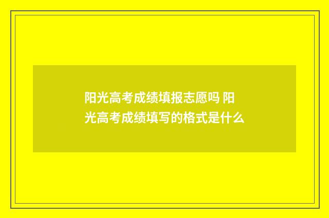 阳光高考成绩填报志愿吗 阳光高考成绩填写的格式是什么