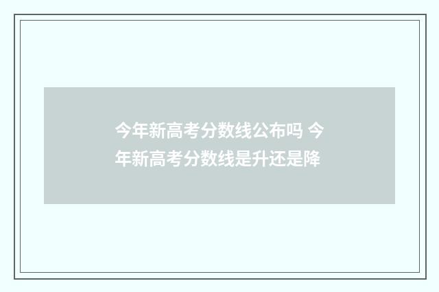 今年新高考分数线公布吗 今年新高考分数线是升还是降