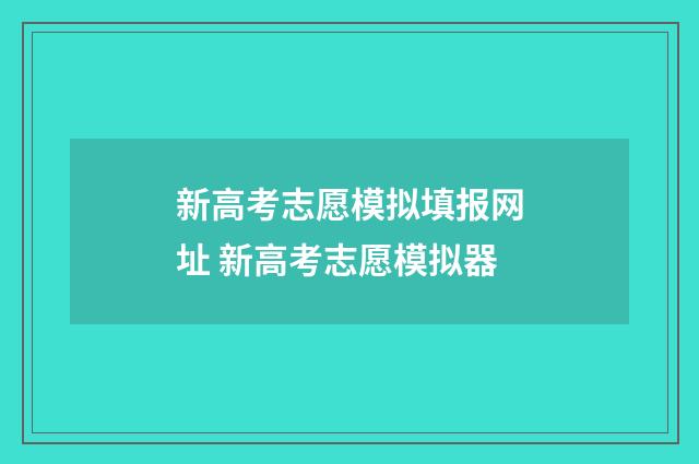 新高考志愿模拟填报网址 新高考志愿模拟器