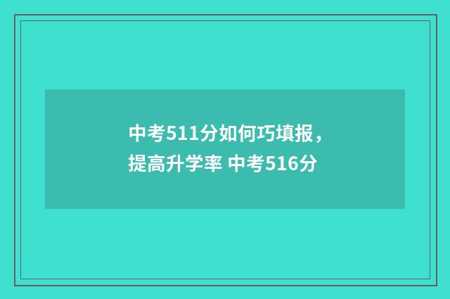 中考511分如何巧填报，提高升学率 中考516分