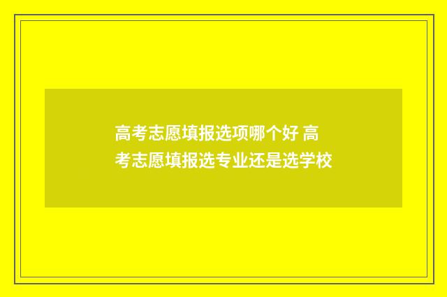 高考志愿填报选项哪个好 高考志愿填报选专业还是选学校