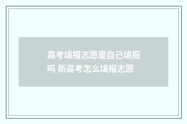 高考填报志愿是自己填报吗 新高考怎么填报志愿