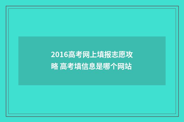 2016高考网上填报志愿攻略 高考填信息是哪个网站