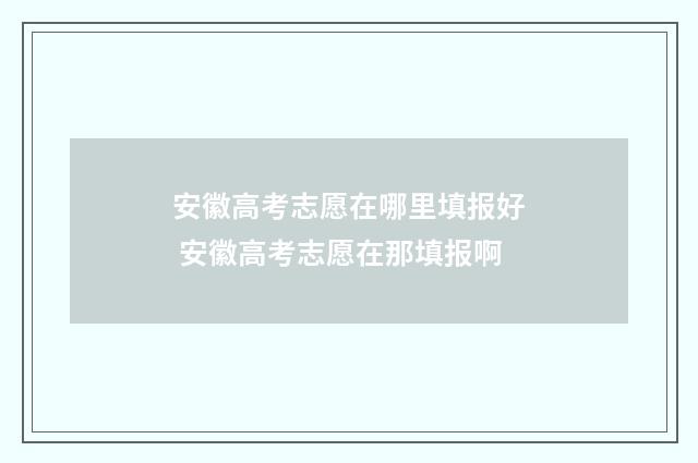 安徽高考志愿在哪里填报好 安徽高考志愿在那填报啊