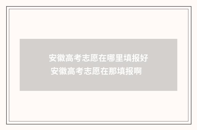 安徽高考志愿在哪里填报好 安徽高考志愿在那填报啊