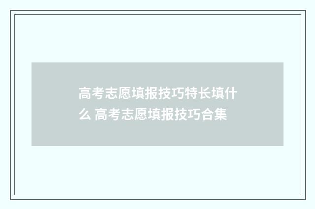 高考志愿填报技巧特长填什么 高考志愿填报技巧合集