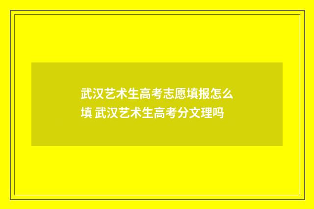 武汉艺术生高考志愿填报怎么填 武汉艺术生高考分文理吗