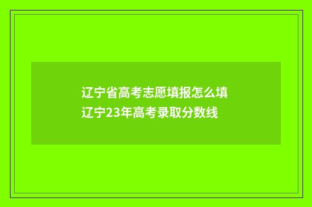 辽宁省高考志愿填报怎么填 辽宁23年高考录取分数线