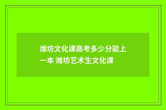 潍坊文化课高考多少分能上一本 潍坊艺术生文化课
