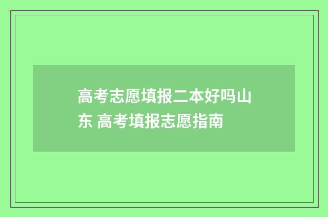 高考志愿填报二本好吗山东 高考填报志愿指南