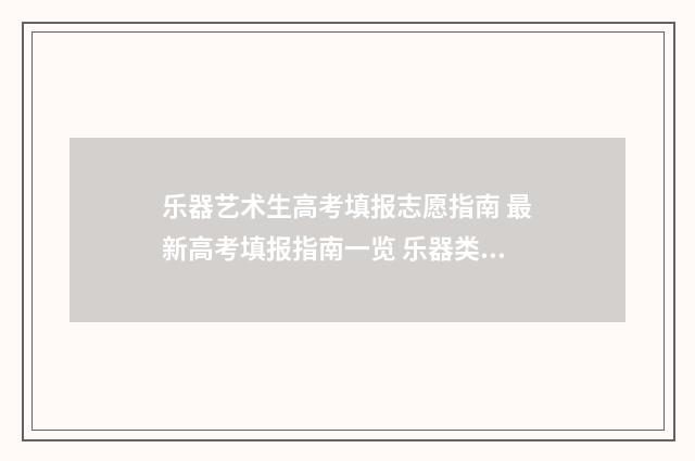 乐器艺术生高考填报志愿指南 最新高考填报指南一览 乐器类艺术生高考