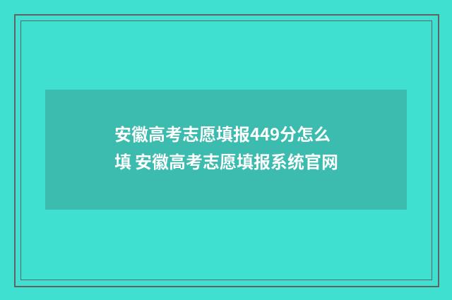 安徽高考志愿填报449分怎么填 安徽高考志愿填报系统官网