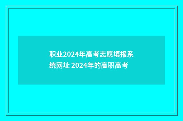 职业2024年高考志愿填报系统网址 2024年的高职高考