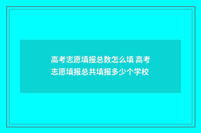 高考志愿填报总数怎么填 高考志愿填报总共填报多少个学校