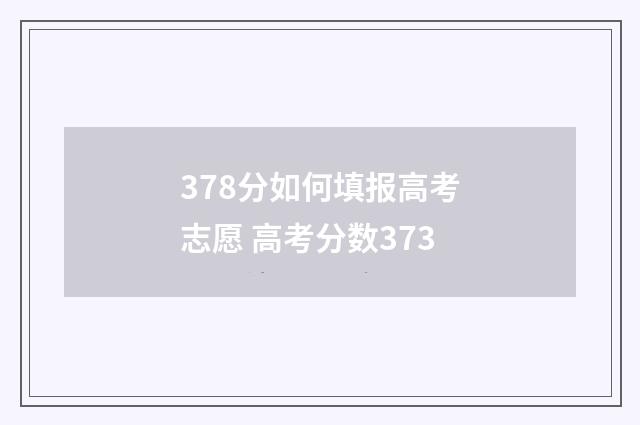 378分如何填报高考志愿 高考分数373