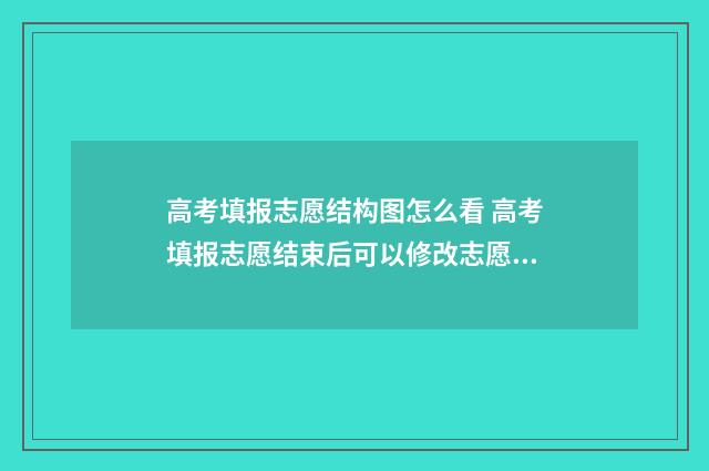 高考填报志愿结构图怎么看 高考填报志愿结束后可以修改志愿吗?
