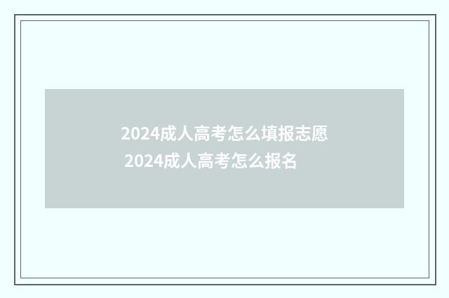 2024成人高考怎么填报志愿 2024成人高考怎么报名
