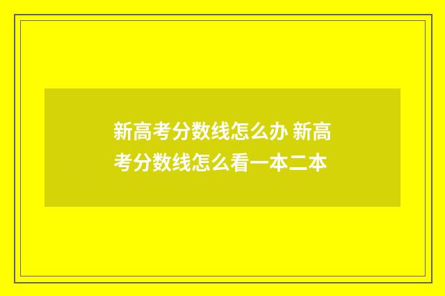 新高考分数线怎么办 新高考分数线怎么看一本二本