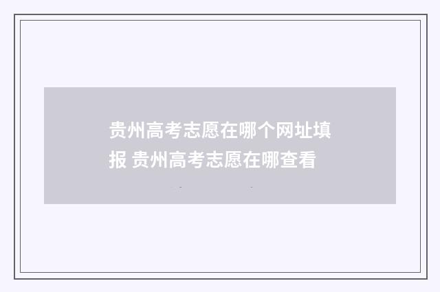 贵州高考志愿在哪个网址填报 贵州高考志愿在哪查看