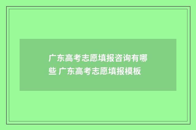 广东高考志愿填报咨询有哪些 广东高考志愿填报模板