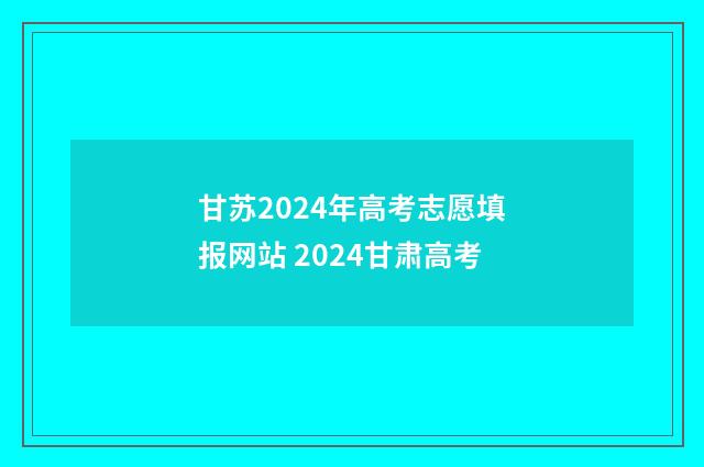 甘苏2024年高考志愿填报网站 2024甘肃高考